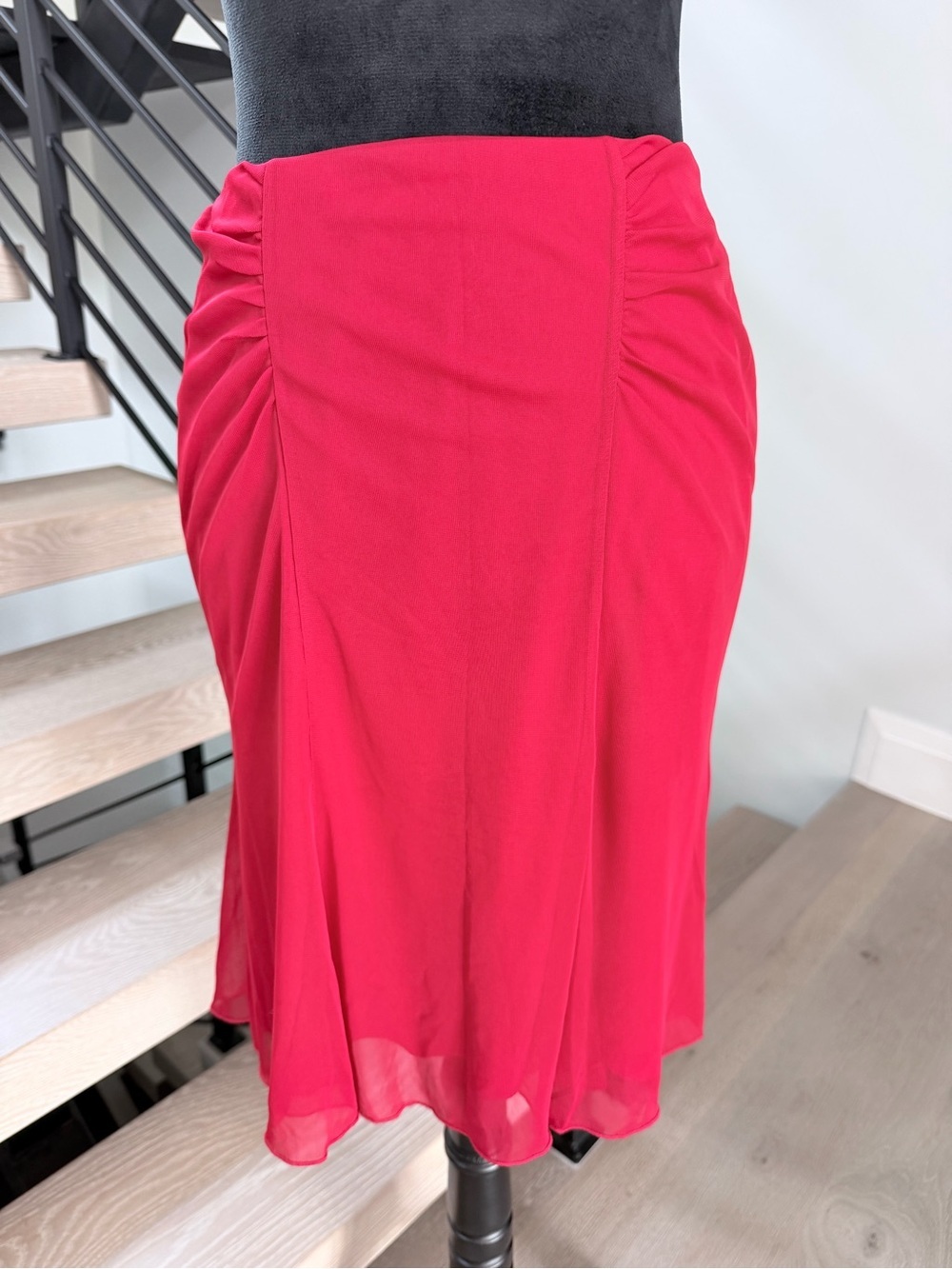 Y2K Vintage Women's Red Ruched Panel Midi Skirt size L